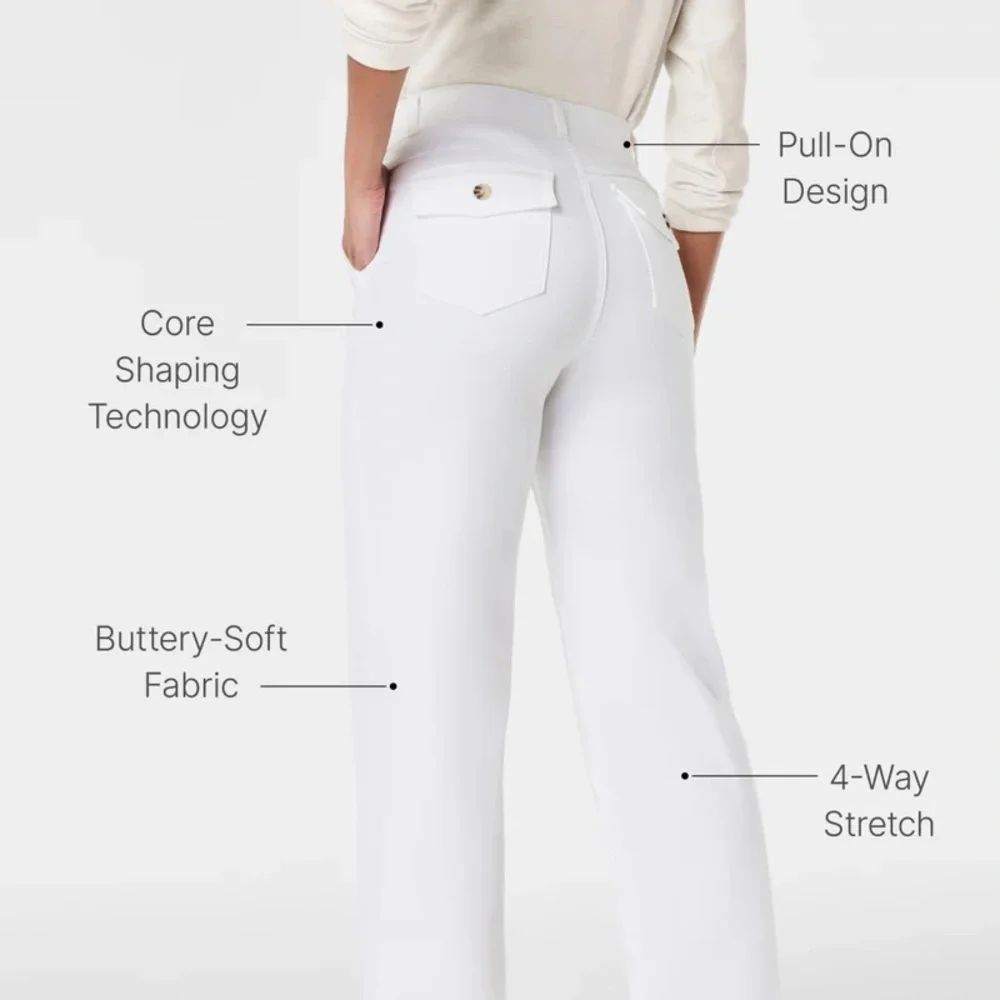 Spanx white wide leg stretch twill cropped pants - Small Petite - Picture 4 of 6